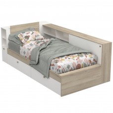 Cama Life Con Almacenaje Dormitorio Juvenil Blanco Y Roble Kronberg 90x190-200 cm Cama Life Con Almacenaje Dormitorio Juvenil Blanco Y Roble Kronberg 90x190-200 cm