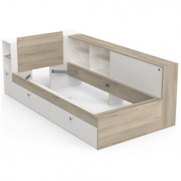 Cama Life Con Almacenaje Dormitorio Juvenil Blanco Y Roble Kronberg