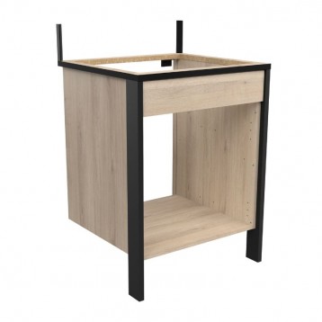 Módulo Cocina Industriale Horno Roble Y Negro-Portada