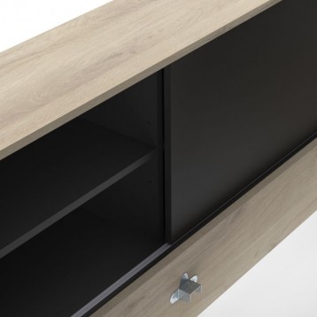 Cama Life Con Almacenaje Dormitorio Juvenil Negro Y Roble Kronberg_DETALLE_1