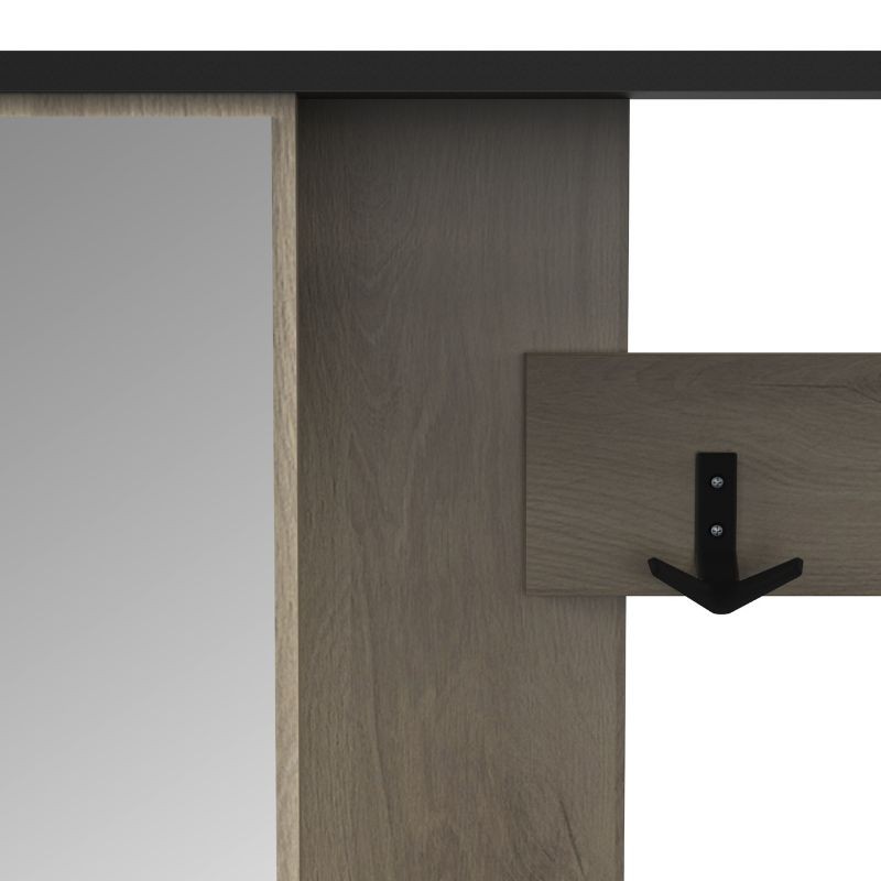 Mueble Perchero Recibidor Cobbler Con Espejo Roble y Negro_detalle Mueble Perchero Recibidor Cobbler Con Espejo Roble y Negro_detalle
