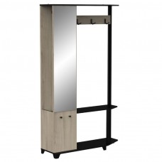 Mueble Perchero Recibidor Cobbler Con Espejo Roble Kronberg y Negro 105 cm Mueble Perchero Recibidor Cobbler Con Espejo Roble Kronberg y Negro 105 cm