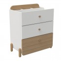 Cómoda Juvenil Edaj 3 Cajones Roble y Blanco 73x82 cm