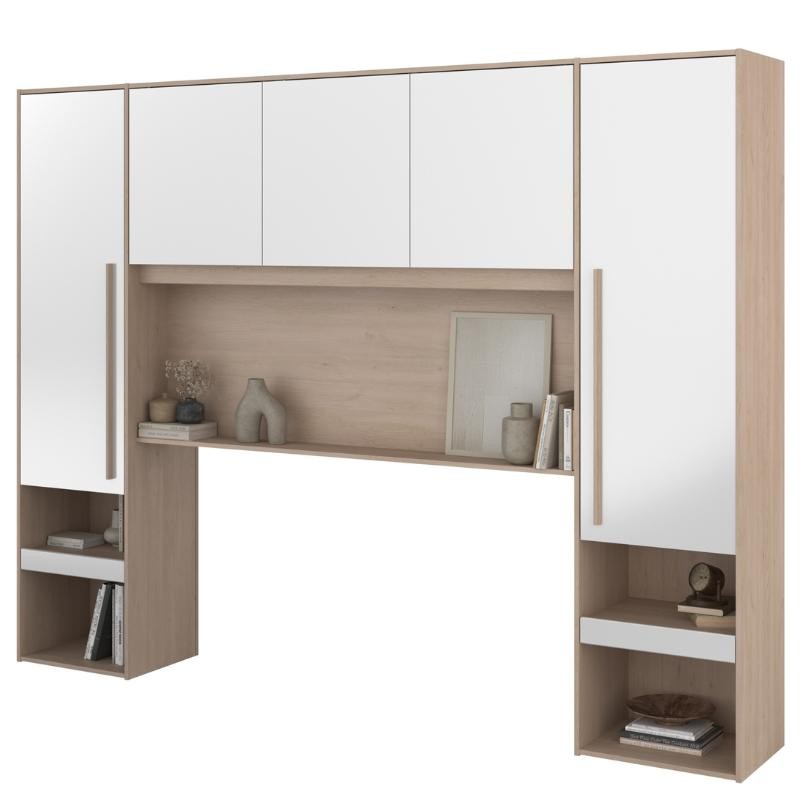 Dormitorio Estilo Nórdico John Color Roble Brooklyn y blanco Shiny_cabecero