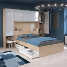 Dormitorio Matrimonio Estilo Nórdico John Color Roble Brooklyn y blanco Shiny