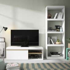 Muebles De Salón Comedor Color Blanco Mate y Naturale Moderno 180 cm