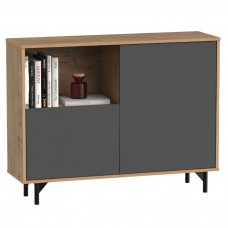 Aparador Salón Comedor Anori Con Patas Color Roble Gold Y Gris 112 cm