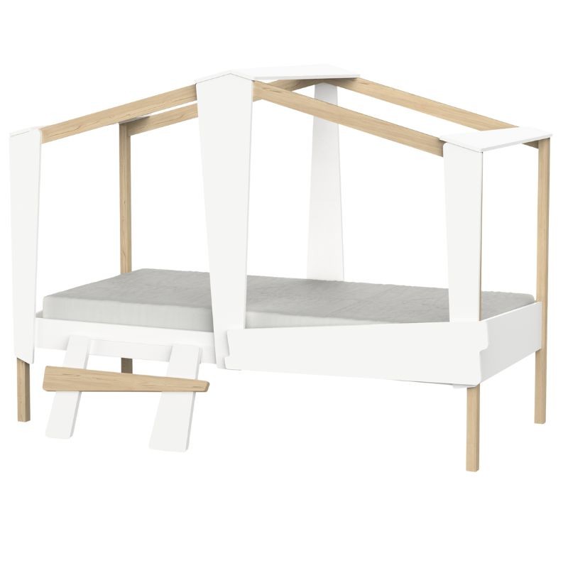 Lado Cama Infantil Cabane Roble y Blanco Mate Lado Cama Infantil Cabane Roble y Blanco Mate