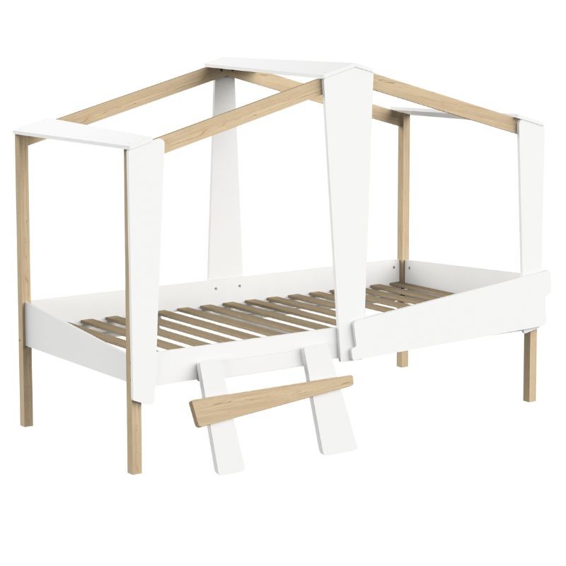 Cama Infantil Cabane Roble y Blanco Mate Cama Infantil Cabane Roble y Blanco Mate