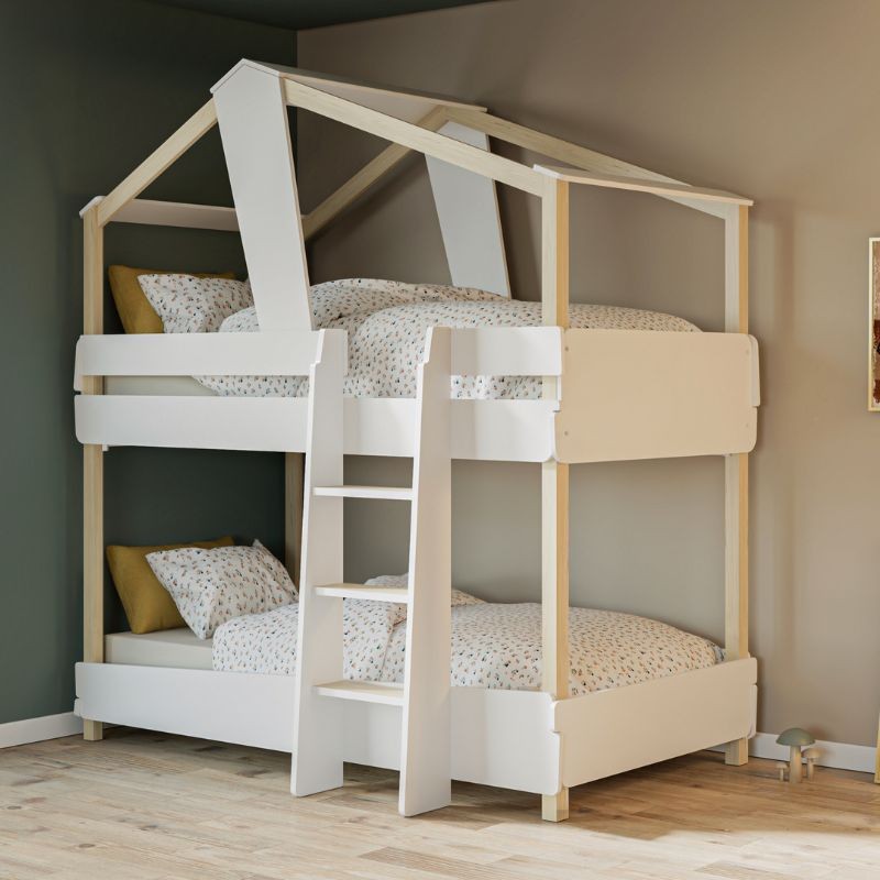 Ambiente Litera Juvenil Timber Blanco Mate y Beige