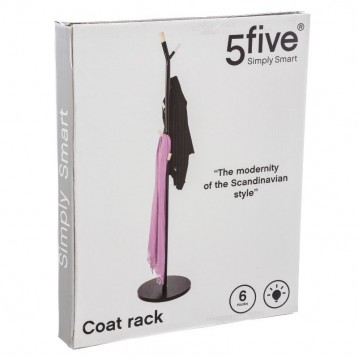 Caja Perchero De Pie Metal Color Negro 6 Colgadores 176