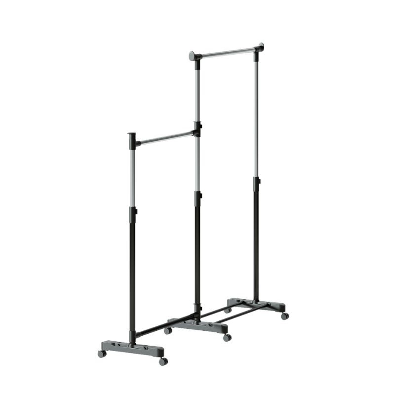 Mueble Auxiliar Perchero Doble Con Barra Giratoria Y Ruedas 3