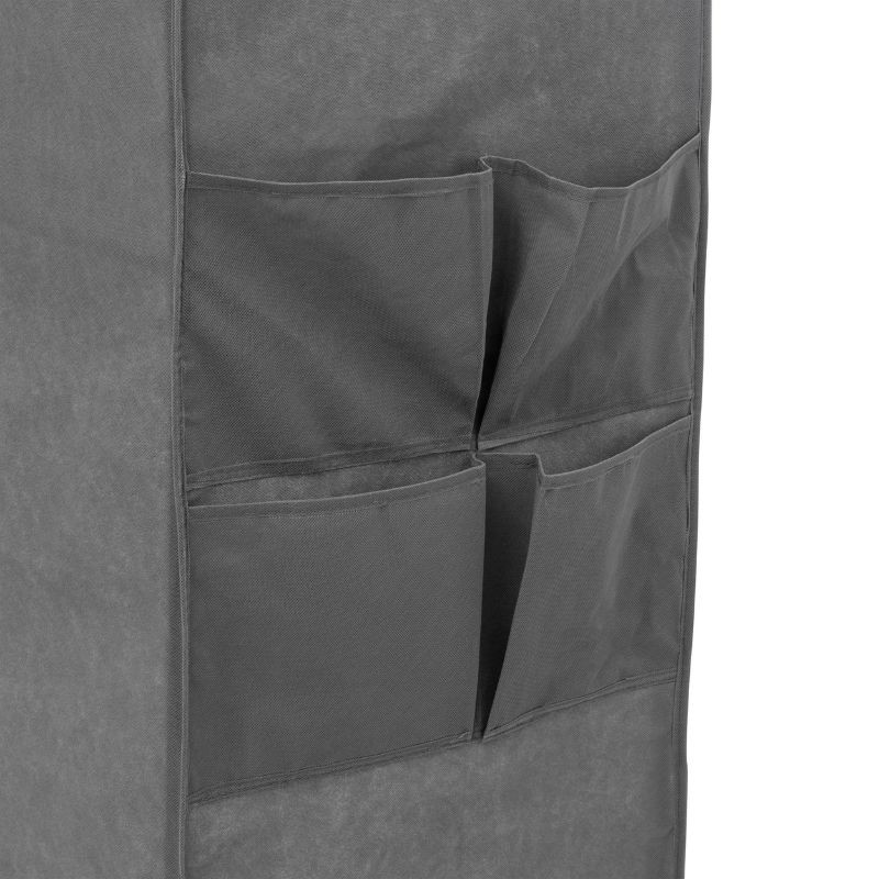 Armario Auxiliar De Tela Con 2 Estantes y Bolsillos Color Gris 110x155 cm