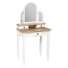 Tocador De Dormitorio Solen 3 Espejos 3C Blanco y Roble 67 cm