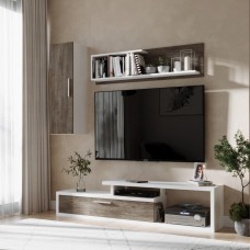 Mueble Salón Ariya Con Estantes Roble Ansberg y Blanco 170 cm