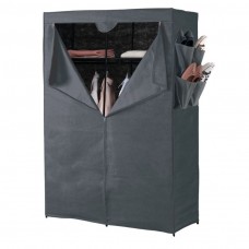 Armario Auxiliar De Tela Con 2 Estantes y Bolsillos Color Gris 110x155 cm