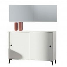 Mueble Recibidor Con Espejo Terpi Estilo Moderno Color Blanco