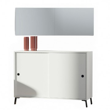 Portada Mueble Recibidor Con Espejo Estilo Moderno Color Blanco