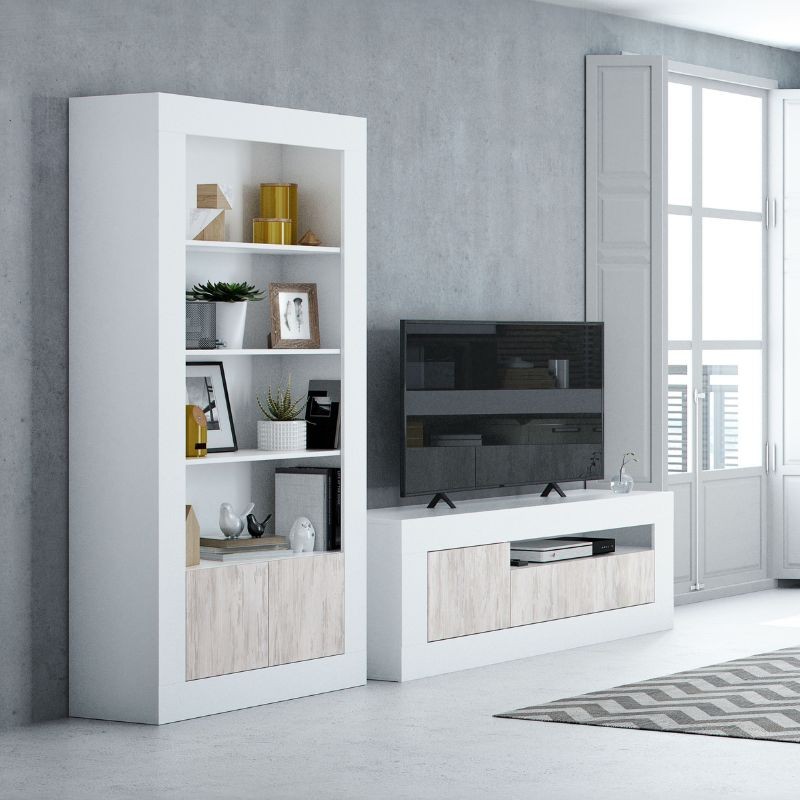 Conjunto Muebles Salon Baltico Estilo Moderno Comedor Mesa TV aparador  libreria estanteria Blanco