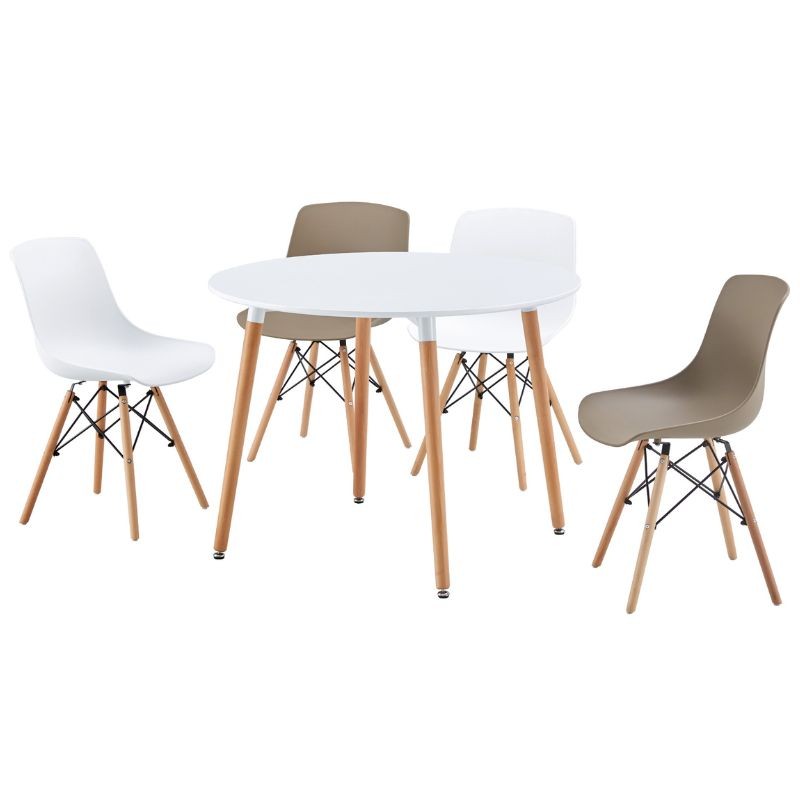 Mesa Comedor Fija Nordika Blanco y Haya_Ambiente