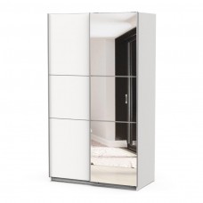 Armario Alto Puertas Correderas Con Espejo Ghost Blanco Mate 203x117 cm