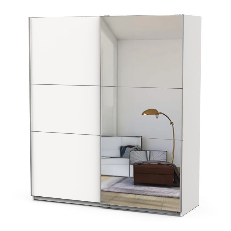 Armario Con Espejo Ghost Alto Dormitorio Moderno Color Blanco Mate_portada