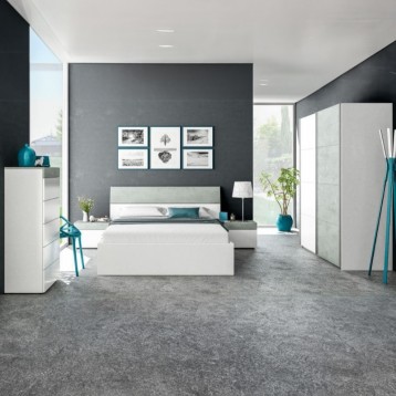 Ambiente_Dormitorio Estilo Industrial Pack Blanco y Gris Cemento