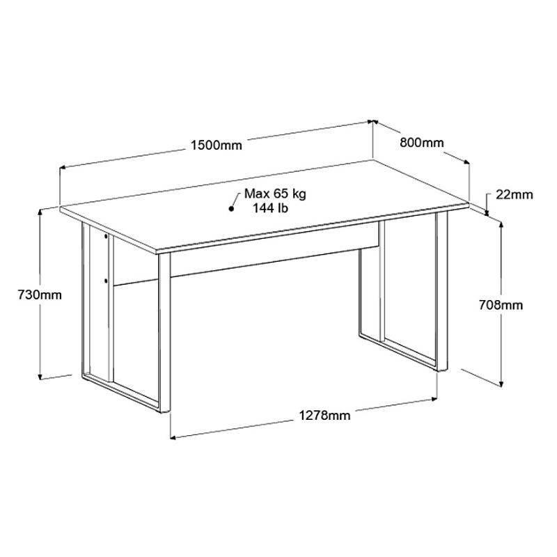 Mesa De Oficina Venture Color Roble Artesano y Gris Sombra 150 cm
