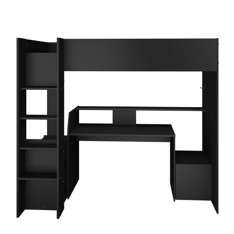 Cama Alta TexGen Con Escritorio y LED Negro 204x180x94 CM _5