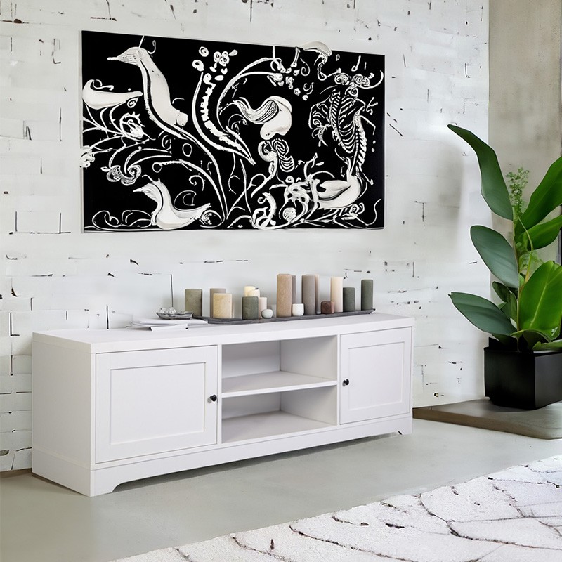 Ambiente Mesa De TV Ottavia 2 Puertas Color Blanco