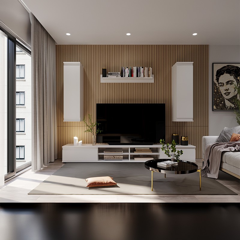 Ambiente moderna de Mueble de salón Lusia moderno en color Blanco