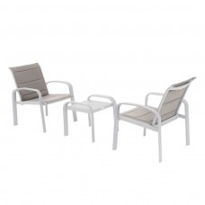 Conjunto 2 Sillones con Mesa de centro Exterior Jardín Elyn Color Blanco y Beige Conjunto 2 Sillones con Mesa de centro Exterior Jardín Elyn Color Blanco y Beige