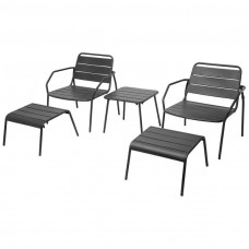 Conjunto 2 Sillas 2 Reposapiés y 1 mesa de centro Exterior Jardín Phuket Color Gris Grafito Conjunto 2 Sillas 2 Reposapiés y 1 mesa de centro Exterior Jardín Phuket Color Gris Grafito