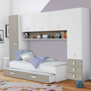 Ambiente con la Cama Nido Tidy Juvenil Blanco y Arcilla