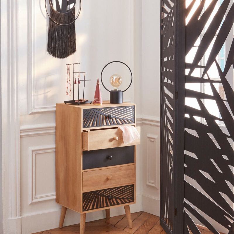 Biombo Separador De Ambientes 3 Paneles Akira Color Negro Biombo Separador De Ambientes 3 Paneles Akira Color Negro