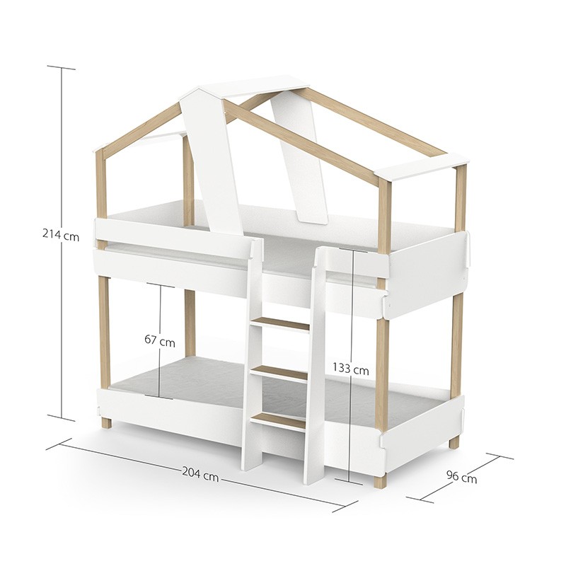 Litera Juvenil Timber Blanco Mate y Beige medidas