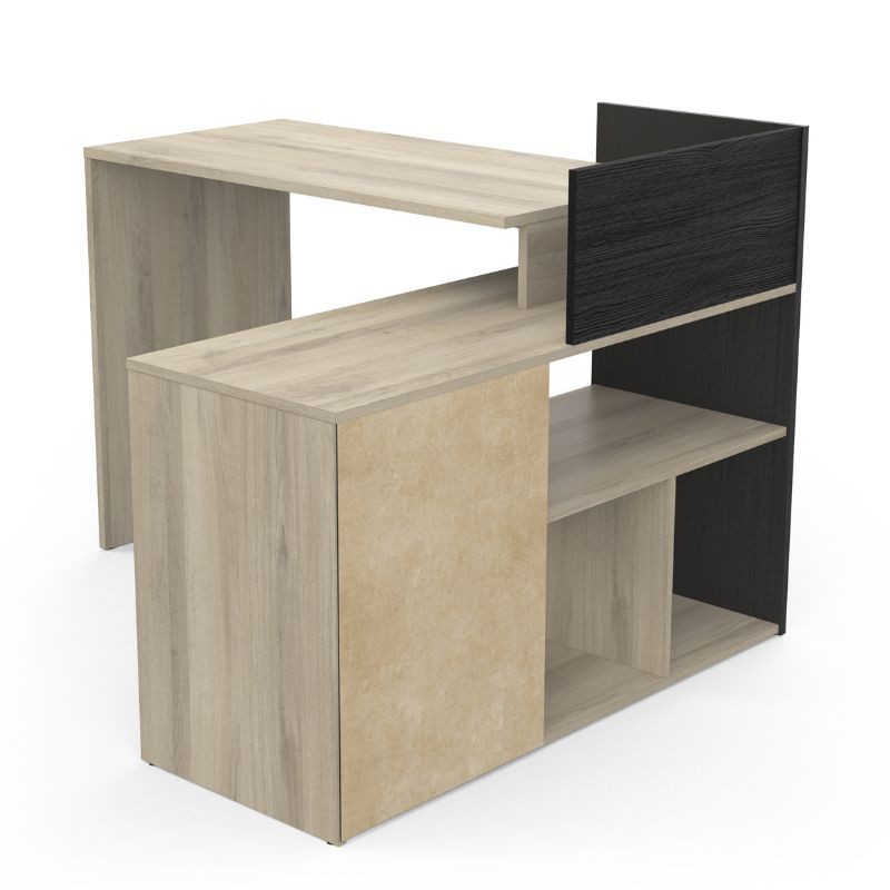 Escritorio de Rincón Optima 2 Cajones Color Roble y Negro 121Cm_3