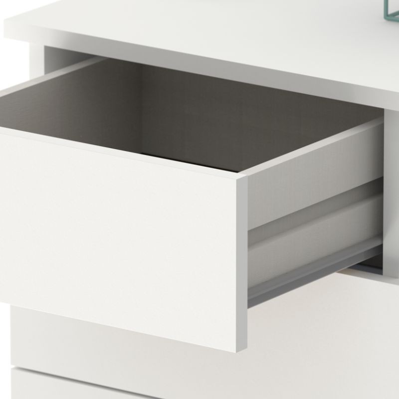 Cabecero 90 Roble y Mesita Blanca 3 Cajones Nova_Mesita_Detalle