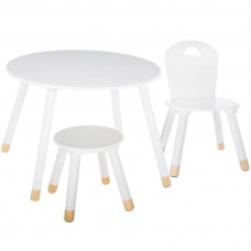 Mesa Infantil Pack Muebles Douceur Mesa, Silla y Taburete Color Blanco