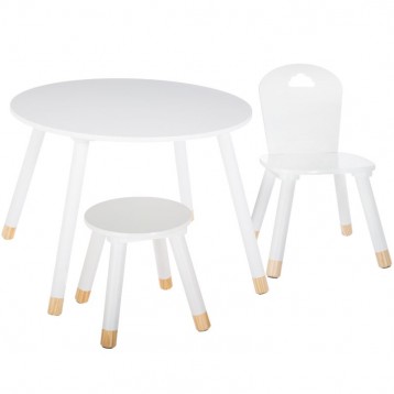 Pack Douceur Infantil Mesa, Silla y Taburete Color Blanco_portada