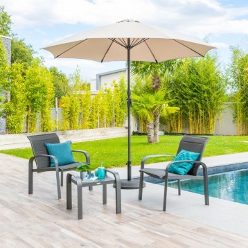 Muebles De Exterior Jardín Elyn 3 Piezas Color Gris Antracita y Grafito Ambiente