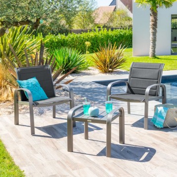 Muebles De Exterior Jardín Elyn 3 Piezas Color Gris Antracita y Grafito Ambiente_1