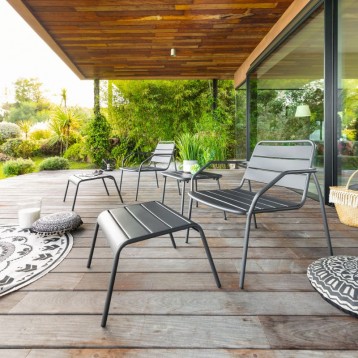 Ambiente Muebles De Exterior Jardín Phuket 5 Piezas Color Gris Grafito