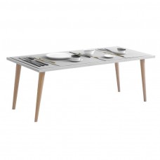 Mesa Centro Fija Couvet Color Blanco Y Haya 90x40 cm Mesa Centro Fija Couvet Color Blanco Y Haya 90x40 cm