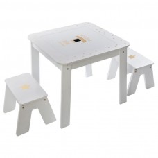 Mesa Infantil reversible con 2 taburetes color blanco mate Mesa Infantil reversible con 2 taburetes color blanco mate