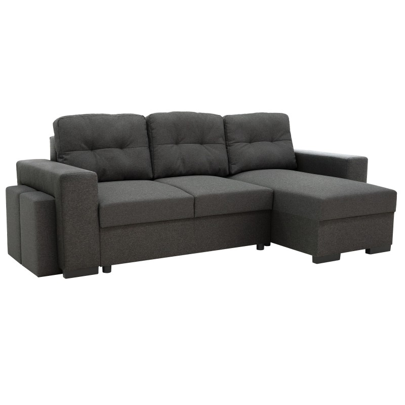 Sofá Cama Chaise Longe Bond 3 Plazas Carbón 245 cm