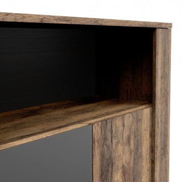 Pack Salón Mónaco Roble Oscuro y Negro_Vitrina_Detalle