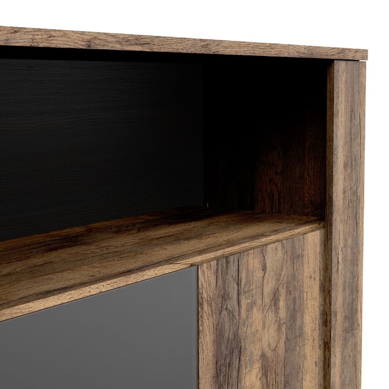 Pack Salón Mónaco Roble Oscuro y Negro_Vitrina_Detalle