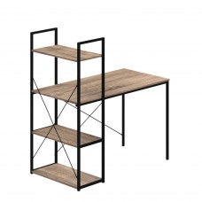 Mesa de escritorio con estantería Aliaj color negro y roble claro 113 cm
