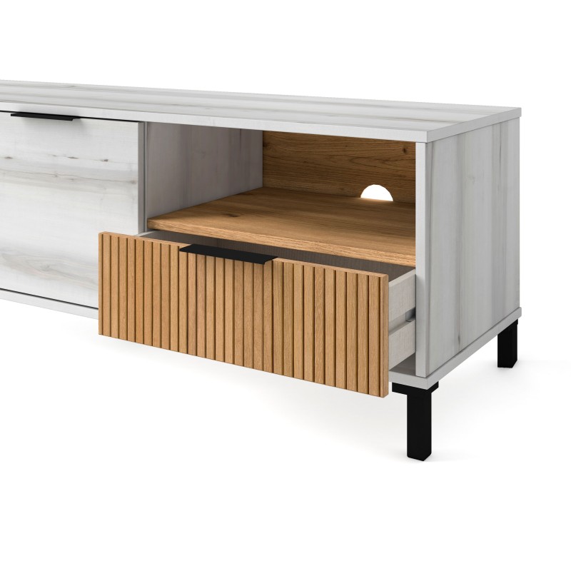 Conjunto de Muebles de Salón Comedor Tokio en Blanco Albo y Roble Rayado Conjunto de Muebles de Salón Comedor Tokio en Blanco Albo y Roble Rayado